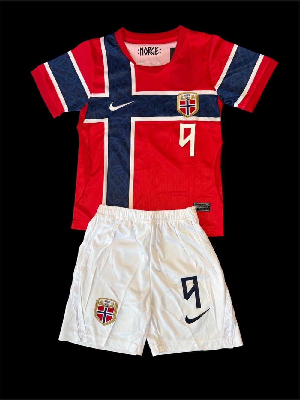 Nike Erling Haaland #9 Norway 2026 Kids Soccer Jersey Set